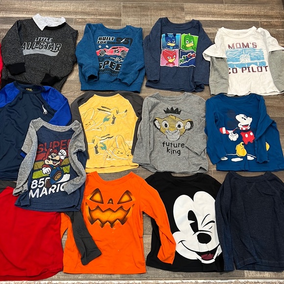 LOT OF 16 Toddler Boy Tops Long Sleeve Shirts Disney Polo Ralph Lauren Mix - Picture 1 of 6